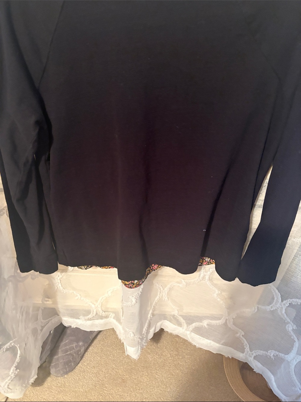 Talbots Black Embellished V-Neck Dress Top - Picture 4 of 7